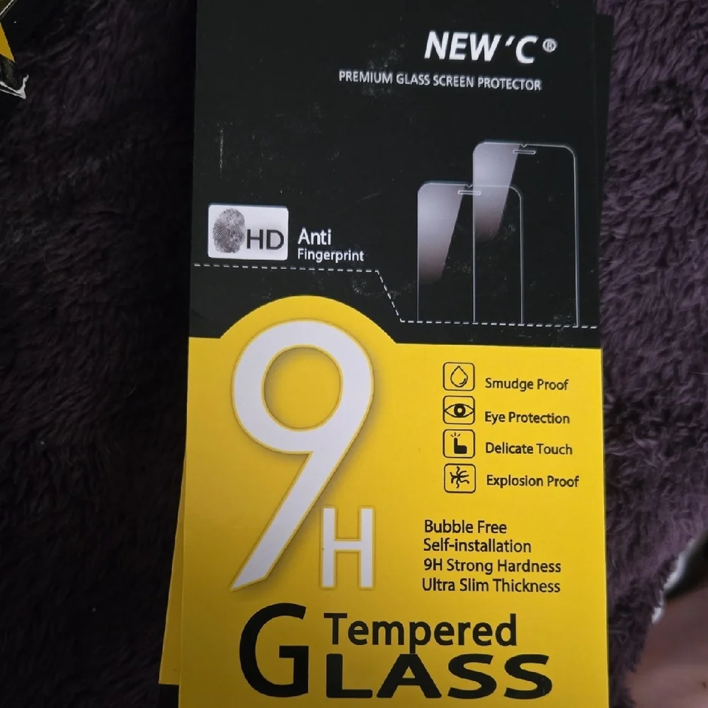 Tempered Glass Screen Protector for iPhone 13 - Black & Yellow Packaging